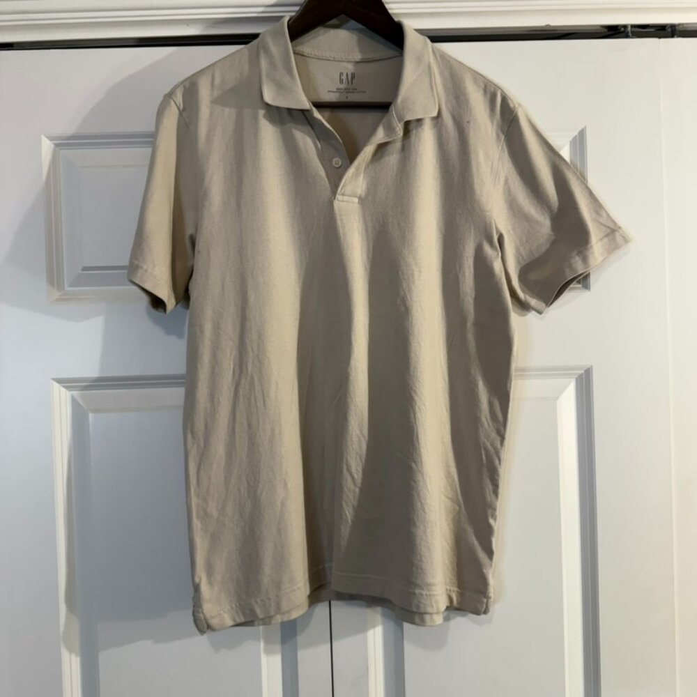 GAP Organic Cotton Polo Shirt Beige Size Small